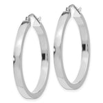 Indlæs billede til gallerivisning 14K White Gold Square Tube Round Hoop Earrings 30mm x 3mm
