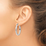 Indlæs billede til gallerivisning 14K White Gold Square Tube Round Hoop Earrings 30mm x 3mm
