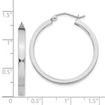 Indlæs billede til gallerivisning 14K White Gold Square Tube Round Hoop Earrings 30mm x 3mm
