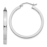 Indlæs billede til gallerivisning 14K White Gold Square Tube Round Hoop Earrings 30mm x 3mm
