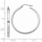 Indlæs billede til gallerivisning 14K White Gold Square Tube Round Hoop Earrings 34mm x 3mm
