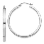 Indlæs billede til gallerivisning 14K White Gold Square Tube Round Hoop Earrings 34mm x 3mm
