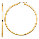 Cargar imagen en el visor de la galería, 14K Yellow Gold Square Tube Round Hoop Earrings 55mm x 2mm

