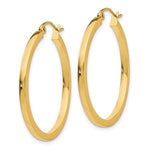 將圖片載入圖庫檢視器 14K Yellow Gold Square Tube Round Hoop Earrings 30mm x 2mm
