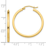 將圖片載入圖庫檢視器 14K Yellow Gold Square Tube Round Hoop Earrings 30mm x 2mm
