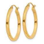 Lataa kuva Galleria-katseluun, 14K Yellow Gold Square Tube Round Hoop Earrings 25mm x 2mm
