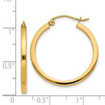 Lataa kuva Galleria-katseluun, 14K Yellow Gold Square Tube Round Hoop Earrings 25mm x 2mm
