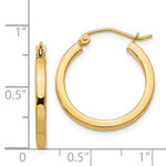 Ladda upp bild till gallerivisning, 14K Yellow Gold Square Tube Round Hoop Earrings 20mm x 2mm
