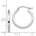 Indlæs billede til gallerivisning 14K White Gold Square Tube Round Hoop Earrings 20mm x 2mm
