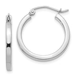 Indlæs billede til gallerivisning 14K White Gold Square Tube Round Hoop Earrings 20mm x 2mm
