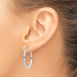 画像をギャラリービューアに読み込む, 14K White Gold Square Tube Round Hoop Earrings 25mm x 2mm
