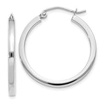 画像をギャラリービューアに読み込む, 14K White Gold Square Tube Round Hoop Earrings 25mm x 2mm
