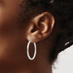 Load image into Gallery viewer, 14K White Gold Square Tube Round Hoop Earrings 30mm x 2mm
