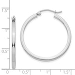 Load image into Gallery viewer, 14K White Gold Square Tube Round Hoop Earrings 30mm x 2mm
