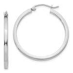 Load image into Gallery viewer, 14K White Gold Square Tube Round Hoop Earrings 30mm x 2mm
