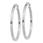 Indlæs billede til gallerivisning 14K White Gold Square Tube Round Hoop Earrings 35mm x 2mm
