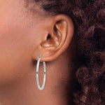 Indlæs billede til gallerivisning 14K White Gold Square Tube Round Hoop Earrings 35mm x 2mm
