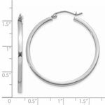 Indlæs billede til gallerivisning 14K White Gold Square Tube Round Hoop Earrings 35mm x 2mm
