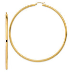 Charger l&#39;image dans la galerie, 14K Yellow Gold 90mm x 3mm Extra Large Giant Gigantic Big Lightweight Round Classic Hoop Earrings
