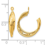 Load image into Gallery viewer, 14K yellow gold polished C hoop earring jackets shown with stud earrings
