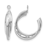 Carregar imagem no visualizador da galeria, 14K white gold polished C hoop earring jackets front view
