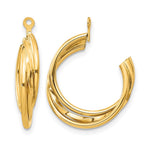 Load image into Gallery viewer, 14K yellow gold polished C hoop earring jackets front view
