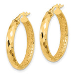 Load image into Gallery viewer, 14k Yellow Gold 25mm x 3.75mm Diamond Cut Inside Outside Round Hoop Earrings
