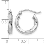 Indlæs billede til gallerivisning 14K White Gold 3mm Twisted Hoop Earrings
