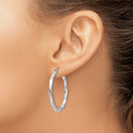 Indlæs billede til gallerivisning 14K White Gold 3mm Twisted Hoop Earrings
