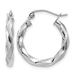 Загрузить изображение в средство просмотра галереи, 14K White Gold 3mm Twisted Hoop Earrings
