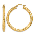 Load image into Gallery viewer, 14K Yellow Gold 40mm x 4mm Diamond Cut Classic Round Hoop Earrings
