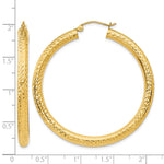 Indlæs billede til gallerivisning 14K Yellow Gold 45mm x 4mm Diamond Cut Classic Round Hoop Earrings
