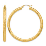 Indlæs billede til gallerivisning 14K Yellow Gold 50mm x 4mm Diamond Cut Round Hoop Earrings
