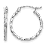 Load image into Gallery viewer, 14K White Gold 15mm x 2mm Twisted Round Hoop Earrings
