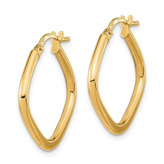 14k Rose Gold Geometric Style Square Hoop Earrings