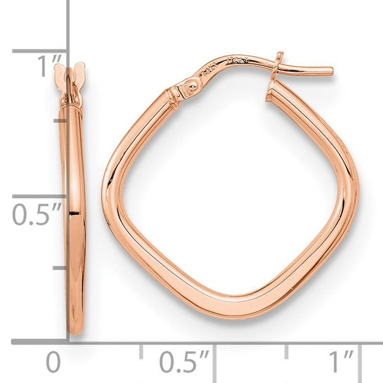 14k Rose Gold Geometric Style Square Hoop Earrings