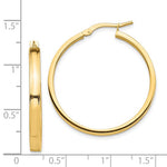 Lataa kuva Galleria-katseluun, 14K Yellow Gold Square Tube Round Hoop Earrings 32mm x 3mm
