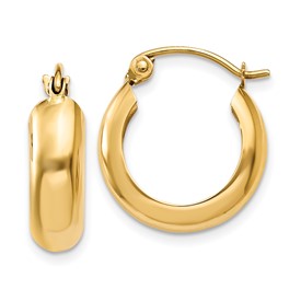 14K Yellow Gold Hoop Earrings 15mm x 4mm