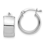 Charger l'image dans la galerie, 14K white gold hoop earrings 14mm x 7mm polished finish, main view

