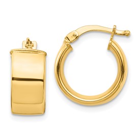 14K Yellow Gold Hoop Earrings 14mm x 7mm