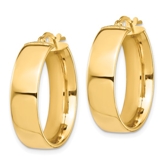 14K Yellow Gold Hoop Earrings 24mm x 7mm
