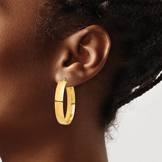 14K Yellow Gold Hoop Earrings 35mm x 7mm