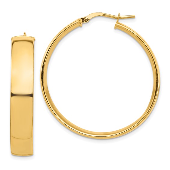 14K Yellow Gold Hoop Earrings 35mm x 7mm