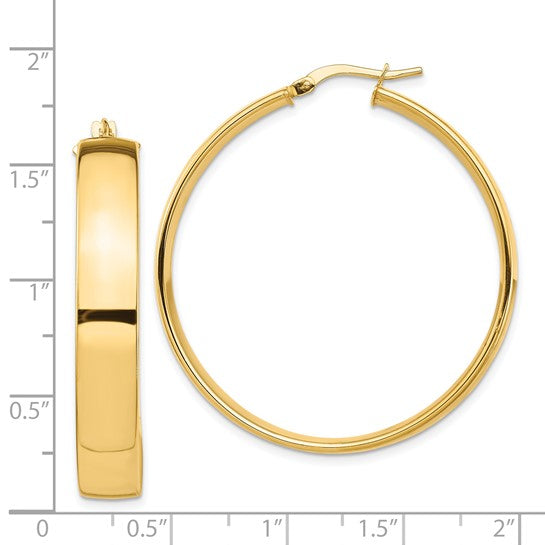 14K Yellow Gold Hoop Earrings 40mm x 7mm