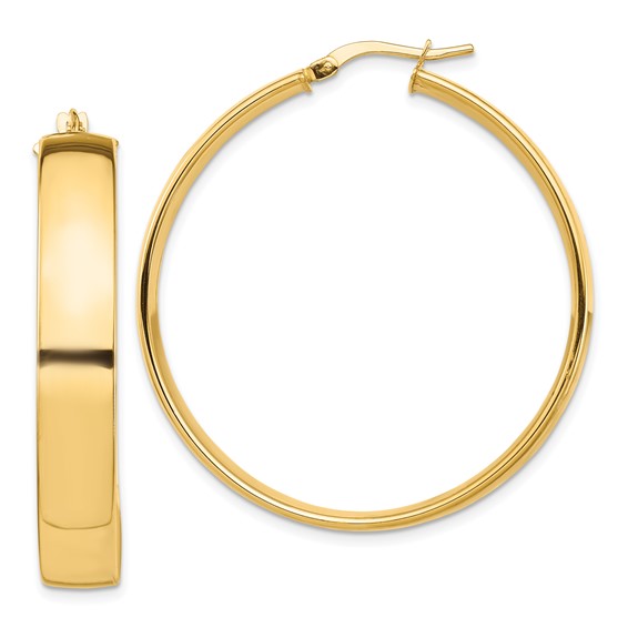 14K Yellow Gold Hoop Earrings 40mm x 7mm