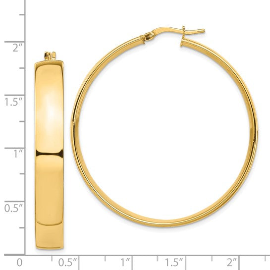 14K Yellow Gold Hoop Earrings 45mm x 7mm