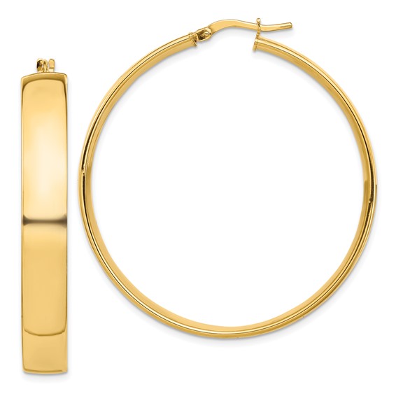 14K Yellow Gold Hoop Earrings 45mm x 7mm