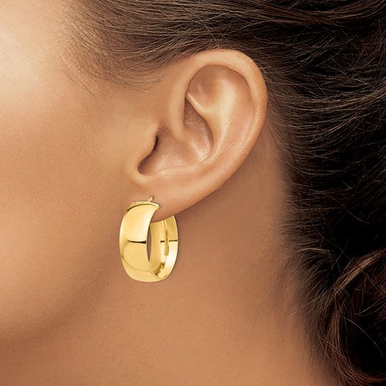 14K Yellow Gold Hoop Earrings 28mm x 10mm