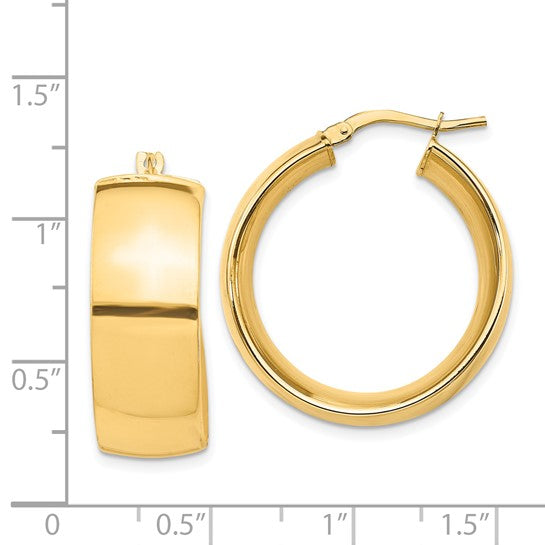 14K Yellow Gold Hoop Earrings 28mm x 10mm
