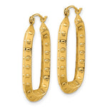 画像をギャラリービューアに読み込む, 14k Yellow Gold Rectangle Textured Hoop Earrings
